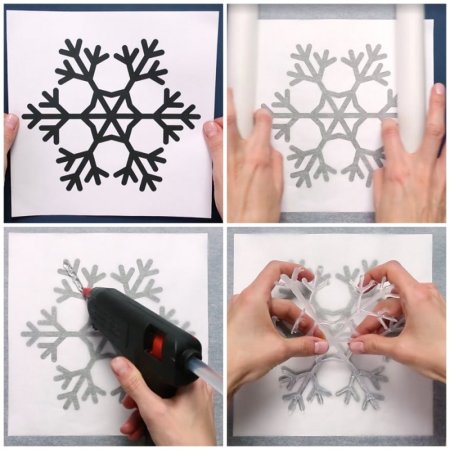 Трафареты снежинок для горячего клея