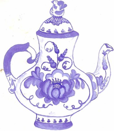 Раскраска Гжельская роспись посуды