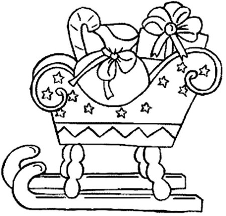 Сани с подарками трафарет