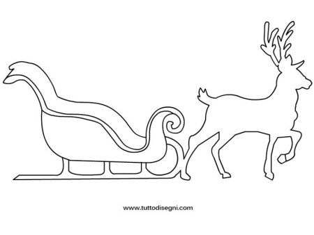 Трафарет сани Деда Мороза с оленями