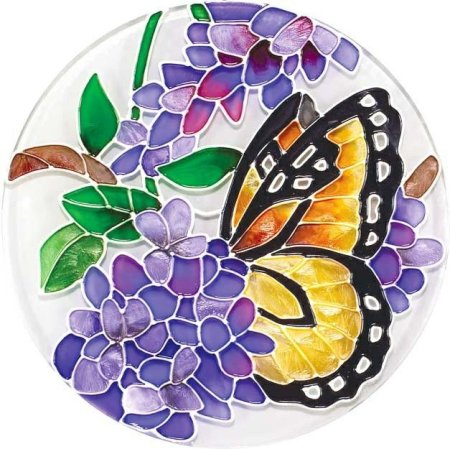 Витраж цветы и бабочки