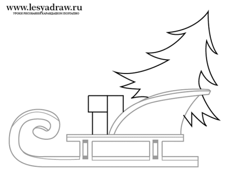 Новогодние сани рисунок