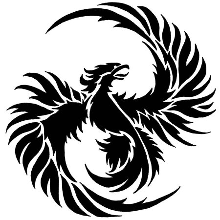 Птица Феникс черно белая