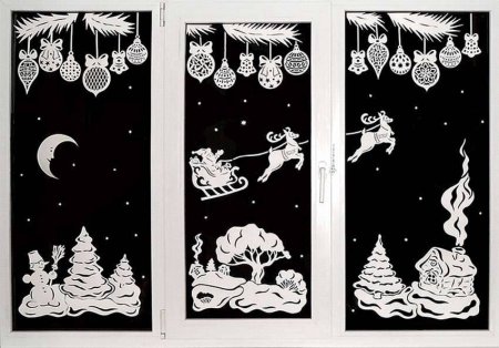 Трафареты на окна к новому году