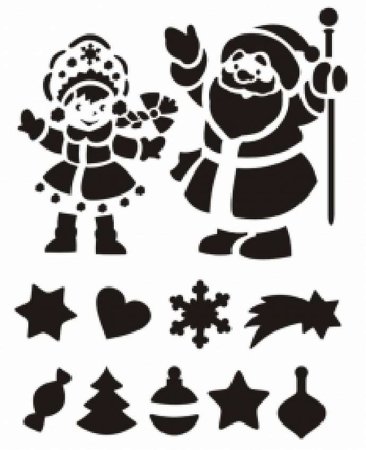 Трафарет для рисования на стекле новый год