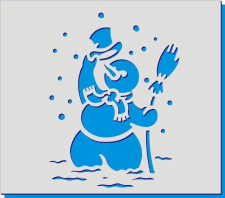 Трафарет Снеговик на снегу