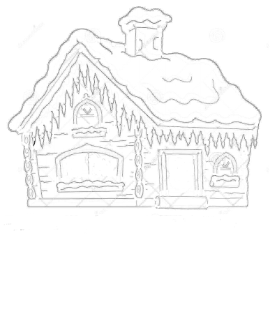 Зимний домик для вырезания