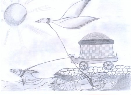 Как нарисовать рисунок по басне лебедь ,рак,щука