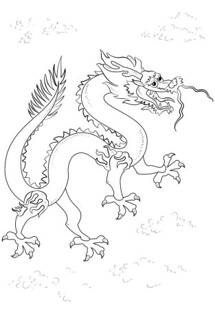 Китайский дракон раскраска