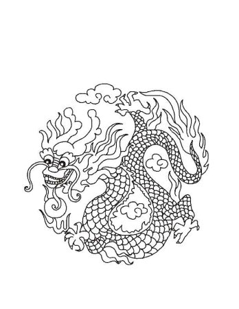 Дракон раскраска для детей Китай