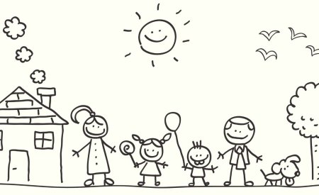 Раскраска дом и семья