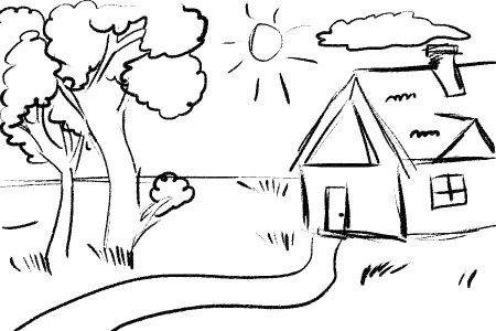 Пейзаж раскраска для детей