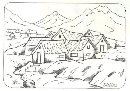 В деревне. Раскраска