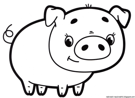 Вид сбоку свинья контур