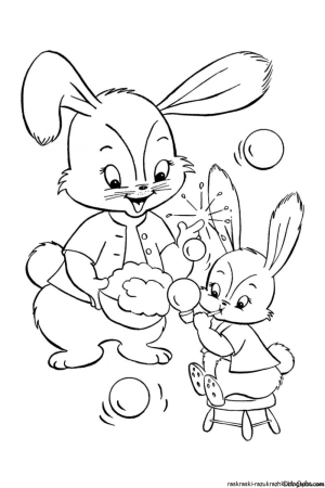 Зайчик раскраска для малышей