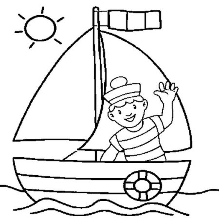 Раскраска кораблик в море