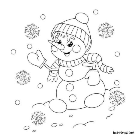 Снеговик раскраска для детей