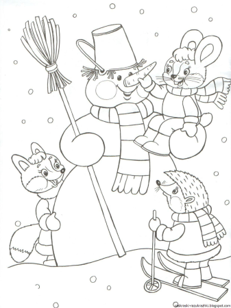 Снеговик раскраска для малышей