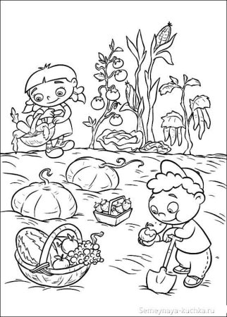 Раскраска. В огороде