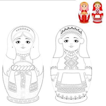 Раскраска Матрешка