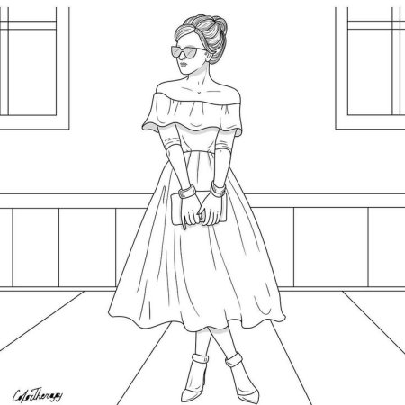 Раскраска женщина в платье