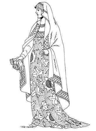 Дама в шляпке раскраска