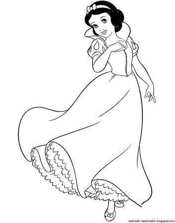 Раскраска принцессы Disney Белоснежка и семь гномов