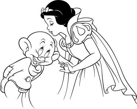 Раскраска Белоснежка и семь гномов