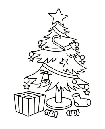 Раскраска елка Новогодняя