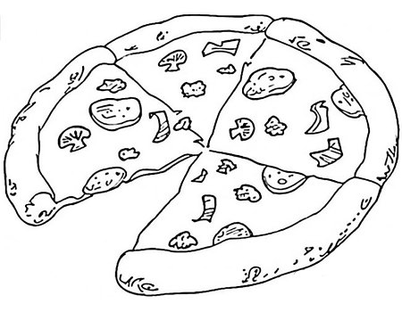 Пицца раскраска для детей