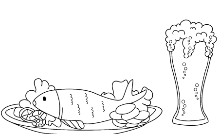 Рыбные блюда раскраска для детей