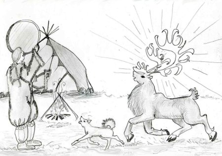 Пейзаж с животными карандашом