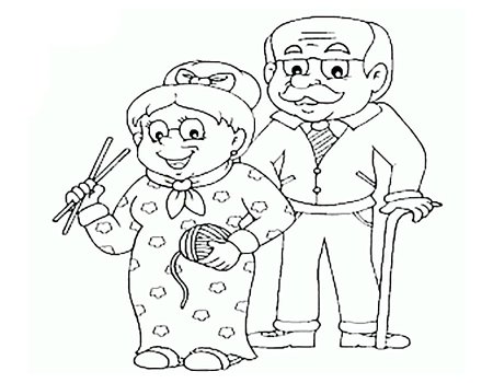 Раскраска бабушка и дедушка