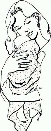 Раскраска мама с ребенком на руках