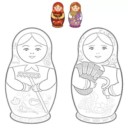 Сергиев Посадская Матрешка трафарет