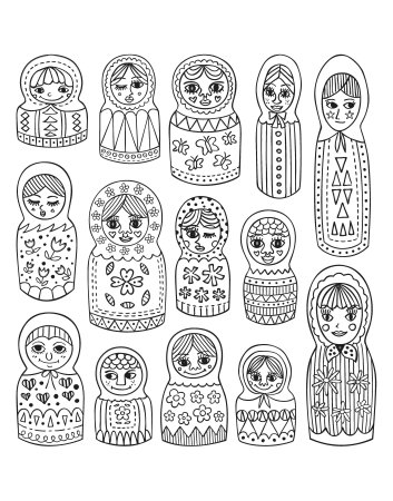Полхов-Майданская Матрешка раскраска