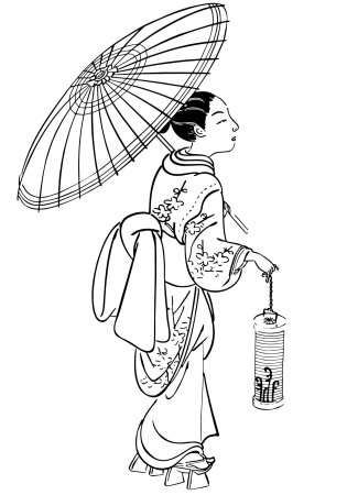 Японский пейзаж раскраска для детей