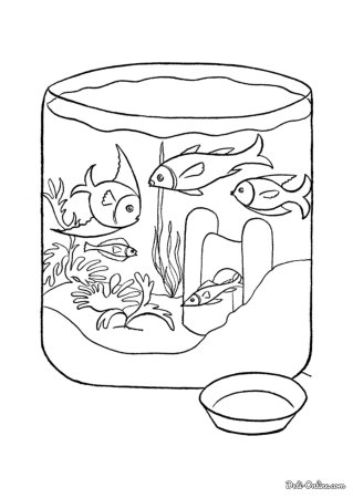 Раскраска аквариум с рыбками для детей