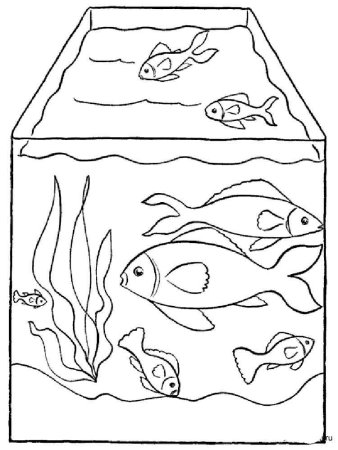 Раскраска аквариум с рыбками