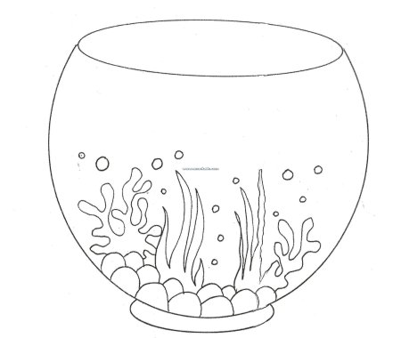 Раскраска кот с аквариу