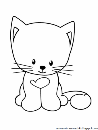 Кошечка раскраска для детей