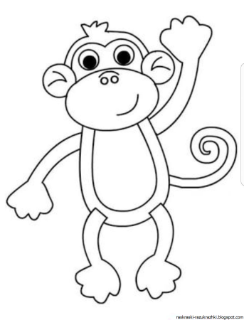 Шимпанзе рисунок для детей раскраска