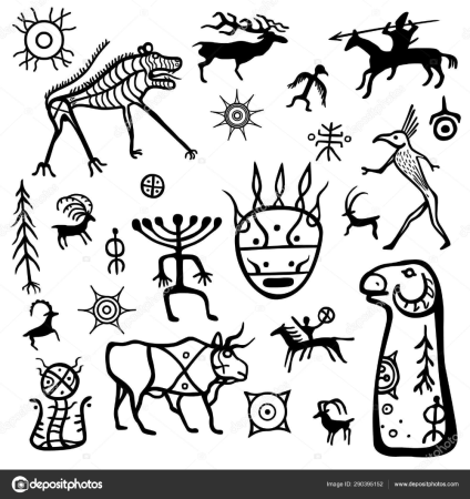 Хакасские петроглифы вектор