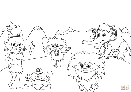 Первобытный человек раскраска для детей