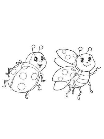 Раскраска Божья коровка для детей 5-6 лет