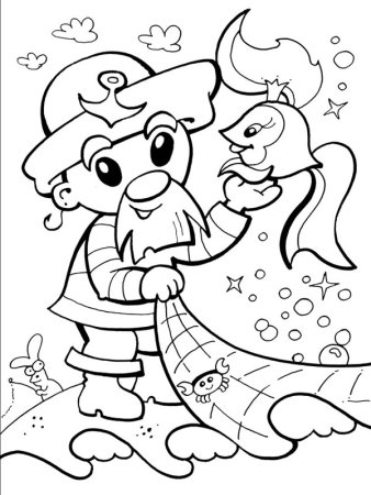 Сказка о рыбаке и рыбке раскраска