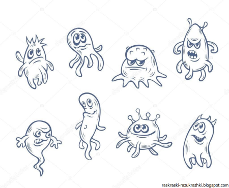 Микробы раскраска для детей