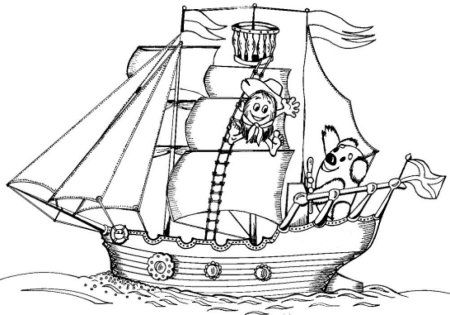 Корабль раскраска для детей
