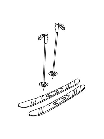 Лыжи раскраска для малышей