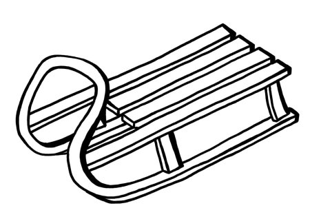 Санки раскраска для малышей